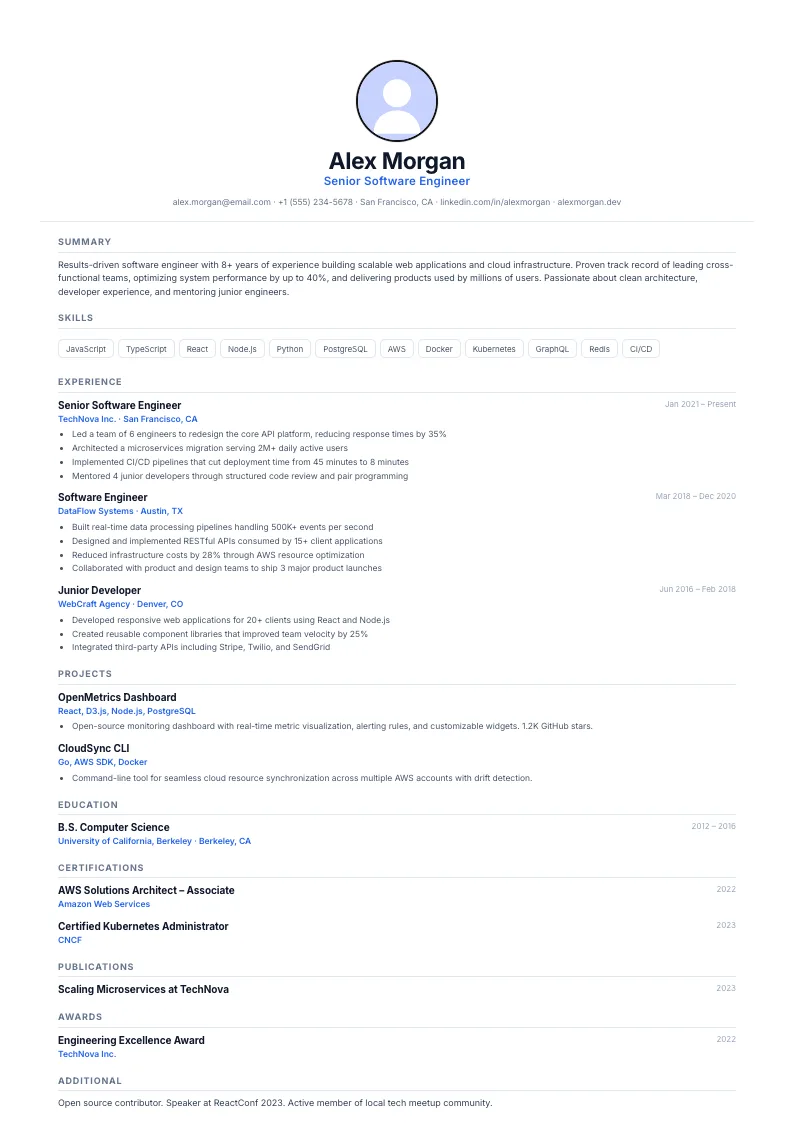 Aria résumé template