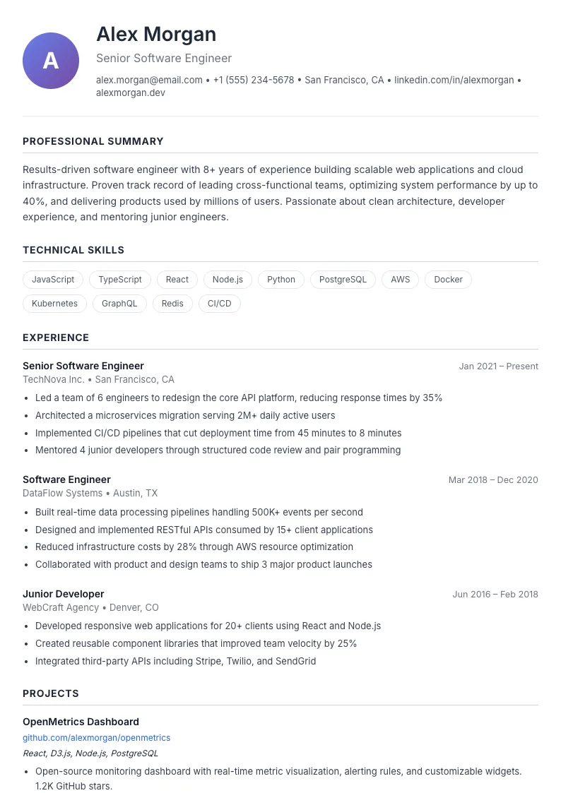 Classic résumé template