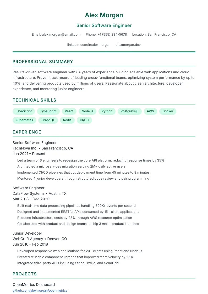 Healthcare résumé template preview