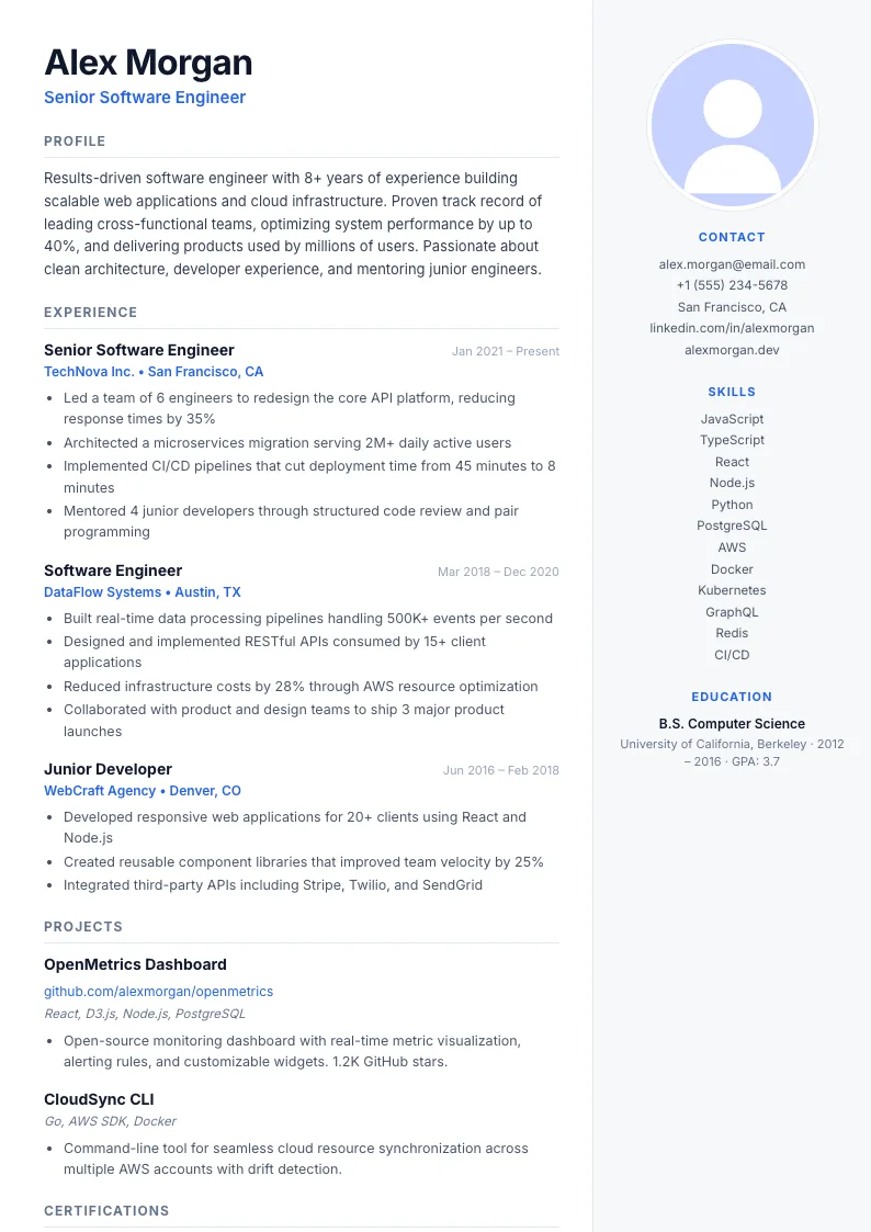 Marée résumé template — full preview