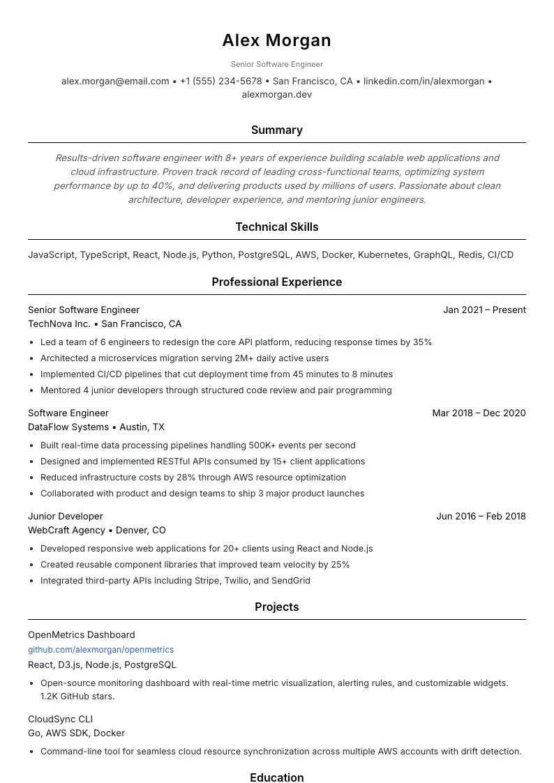 Minimal résumé template