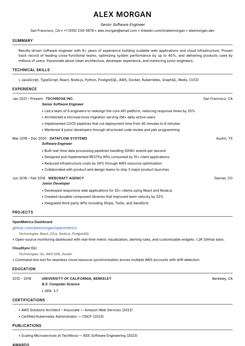 Atlas résumé template